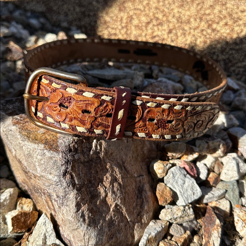 Brown Leather Western Belt “Lori” Name Engraved
